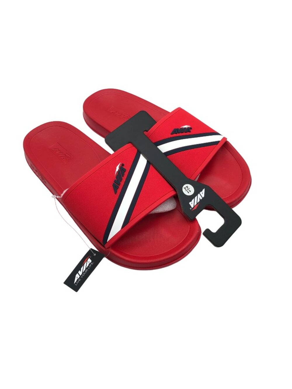 Avia Mens Diagonal Sandals Slides Rubber Red 12